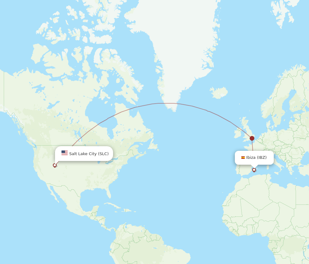 IBZ-SLC flight routes
