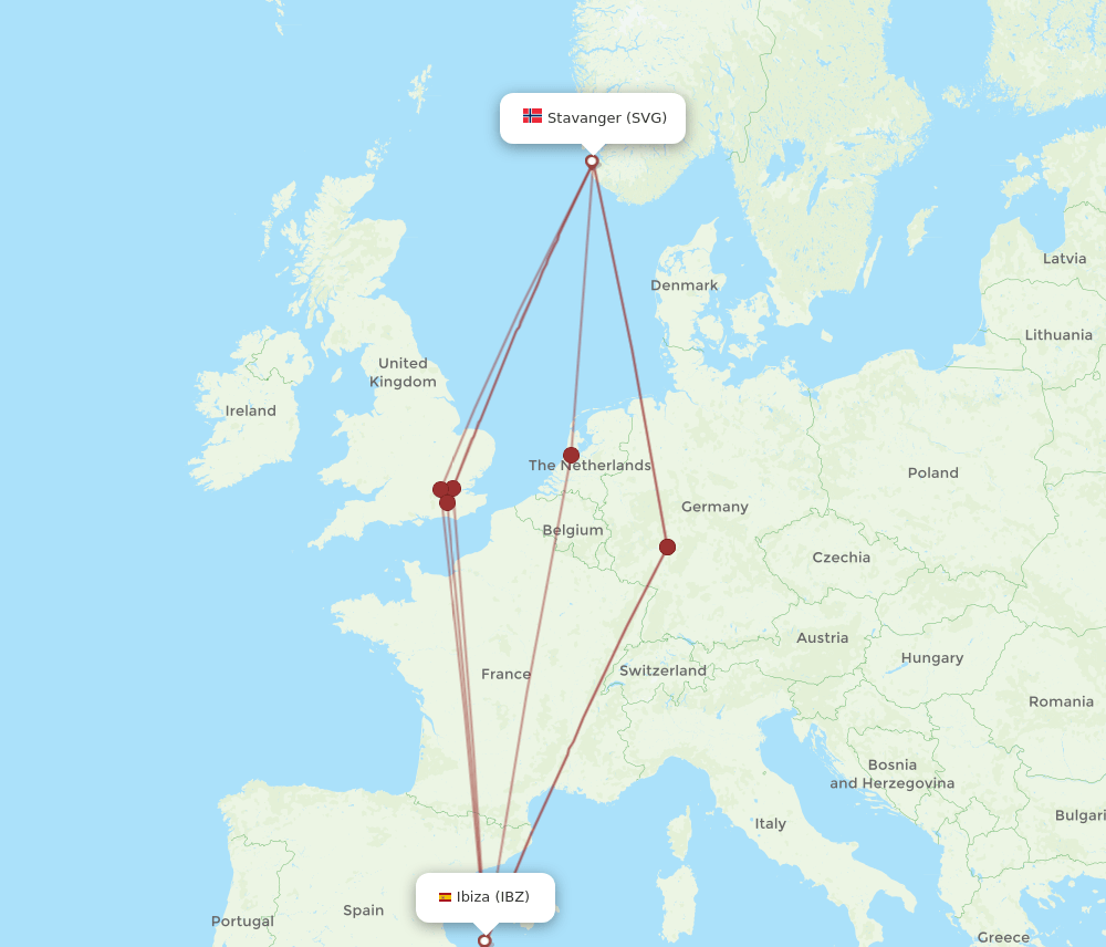 IBZ-SVG flight routes