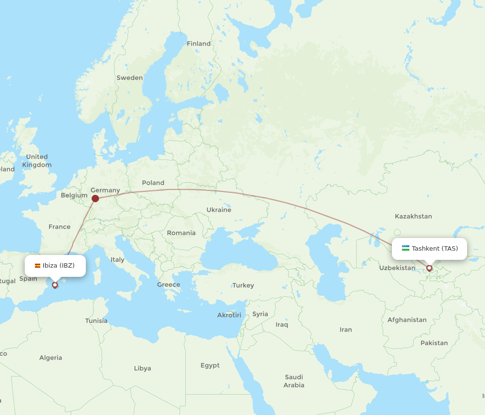 IBZ-TAS flight routes
