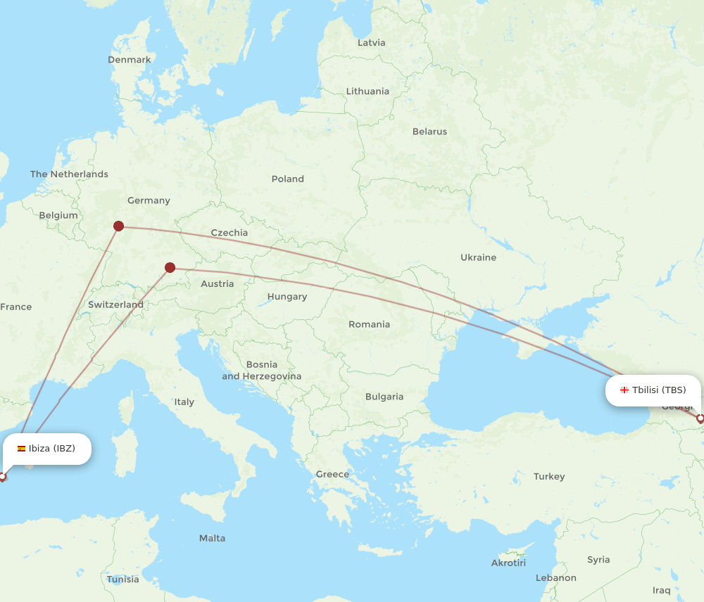 IBZ-TBS flight routes