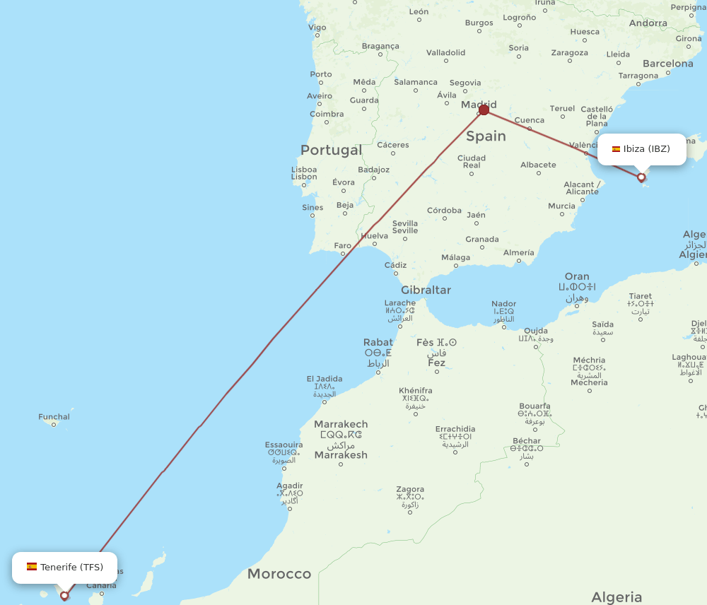 IBZ-TFS flight routes