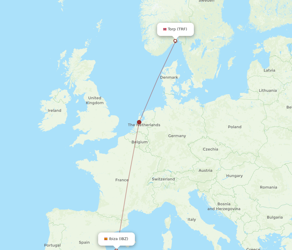 IBZ-TRF flight routes