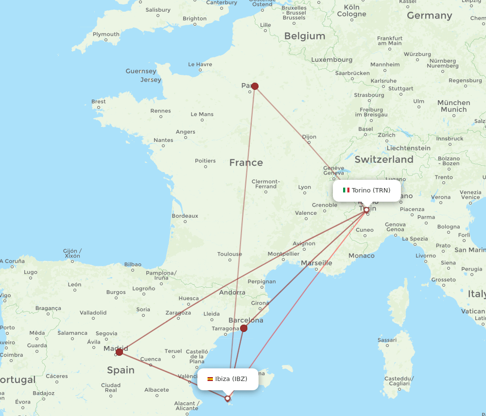 IBZ-TRN flight routes
