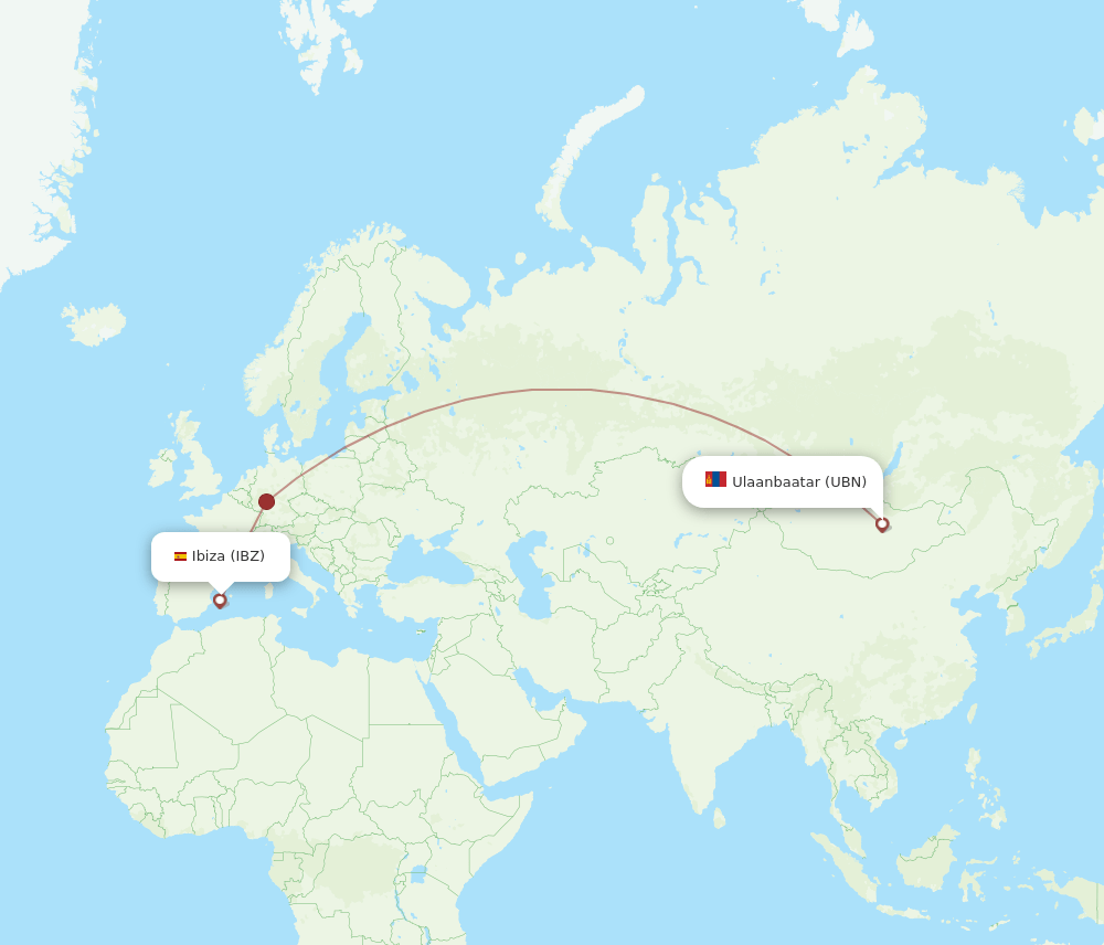 IBZ-UBN flight routes