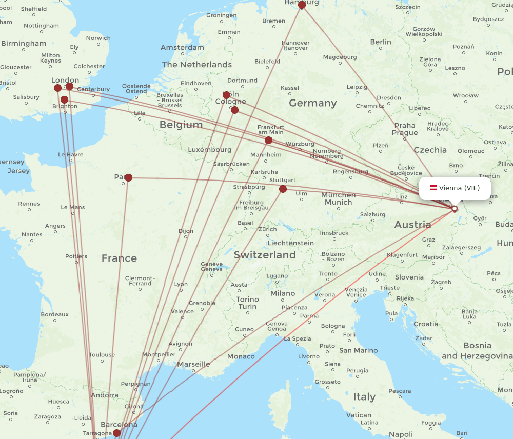 IBZ-VIE flight routes