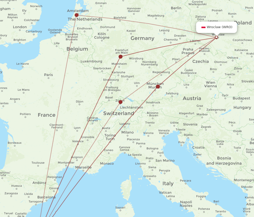 IBZ-WRO flight routes