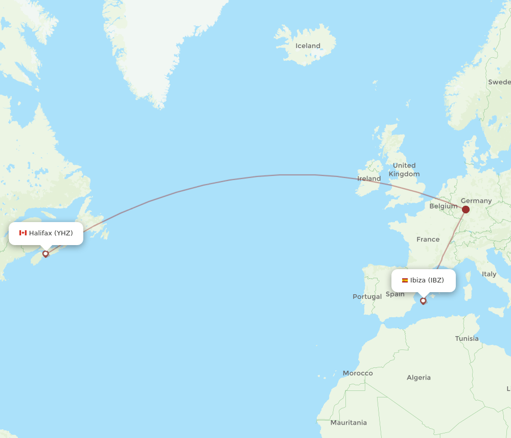 IBZ-YHZ flight routes