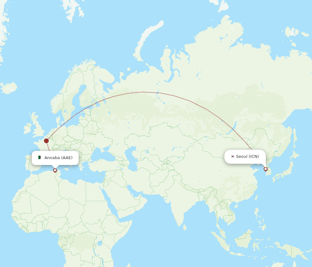 ICN-AAE flight routes