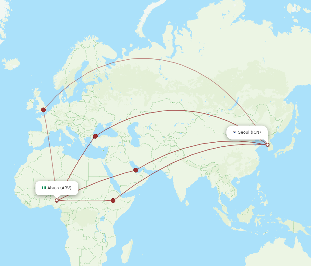 ICN-ABV flight routes