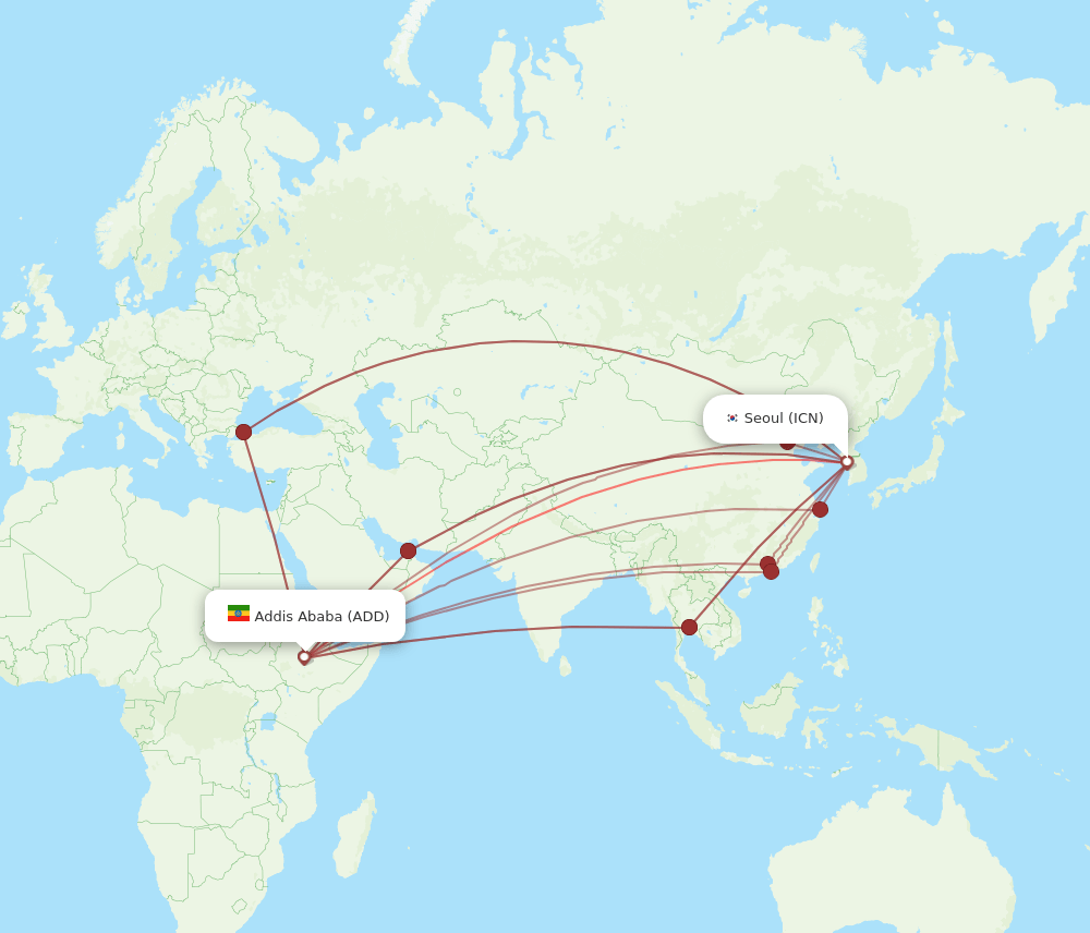 ICN-ADD flight routes