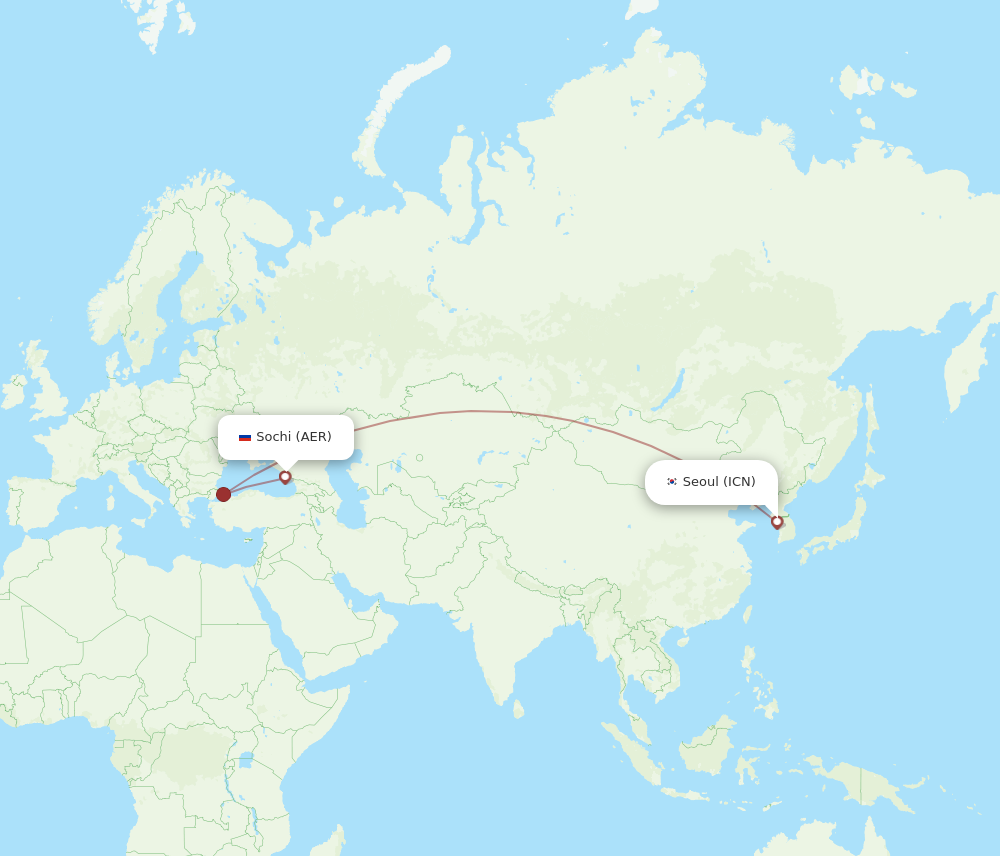 ICN to AER flights and routes map