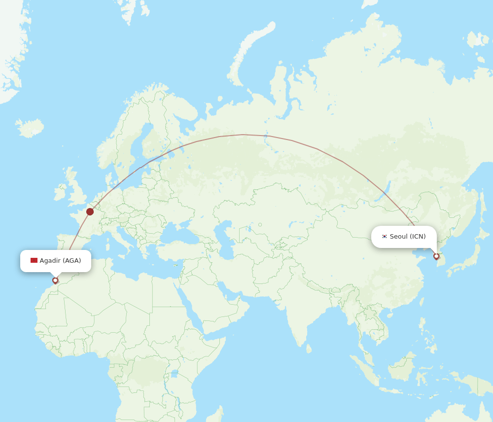 ICN-AGA flight routes