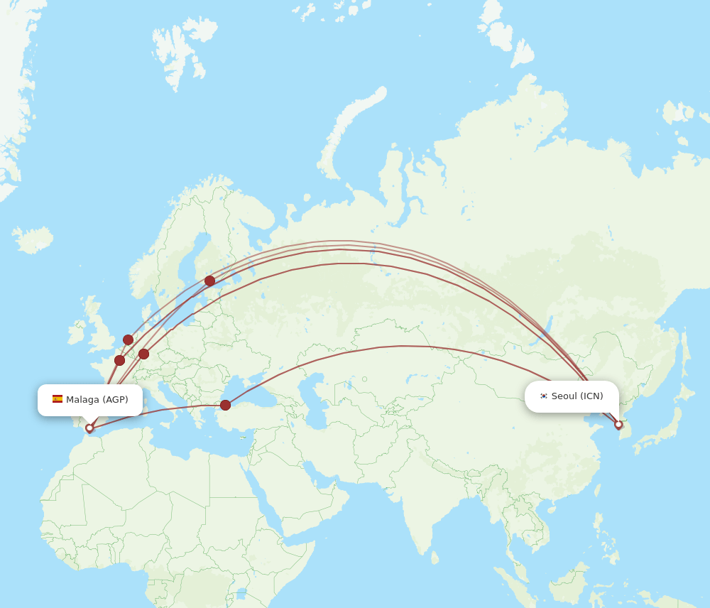 ICN-AGP flight routes