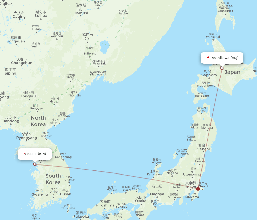 ICN-AKJ flight routes