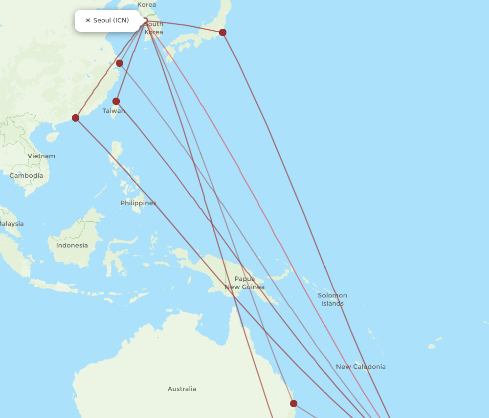 ICN-AKL flight routes