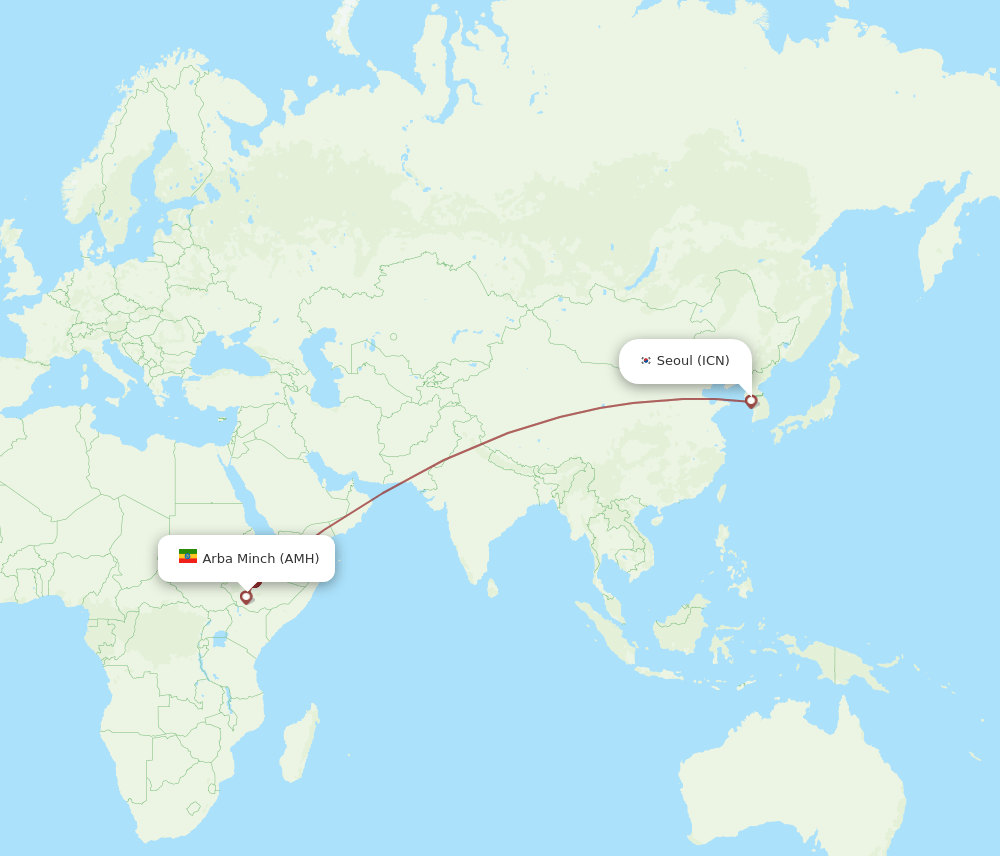 ICN-AMH flight routes