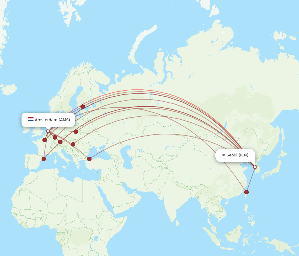 ICN-AMS flight routes