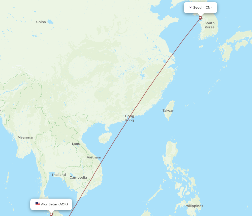 ICN-AOR flight routes