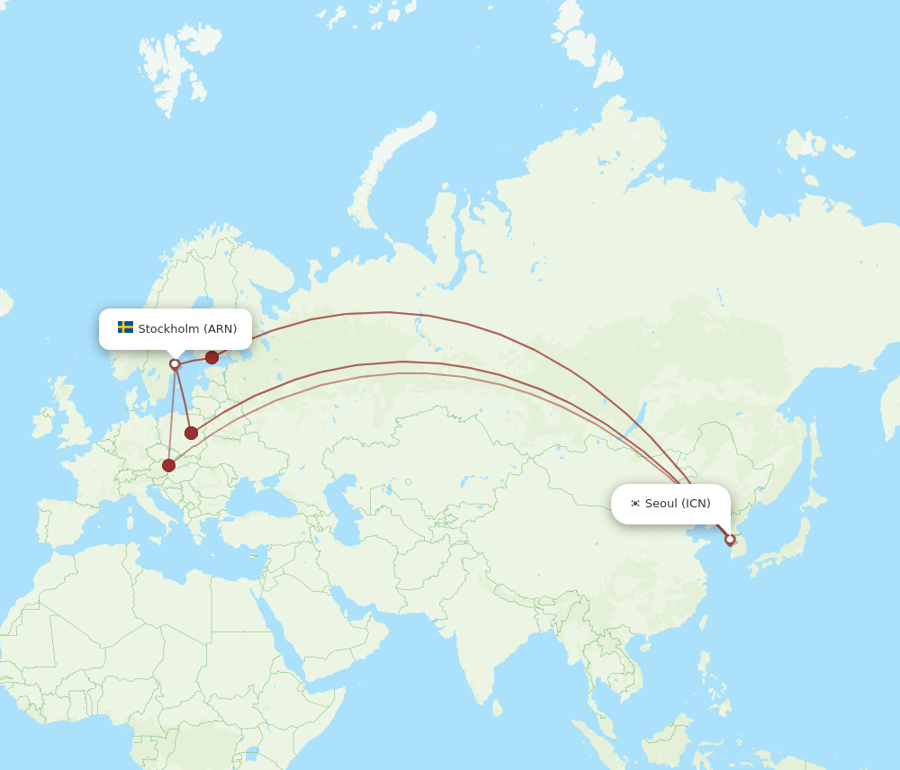 ICN-ARN flight routes