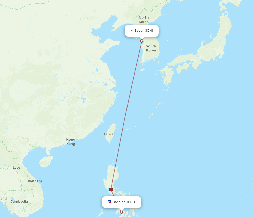 ICN-BCD flight routes