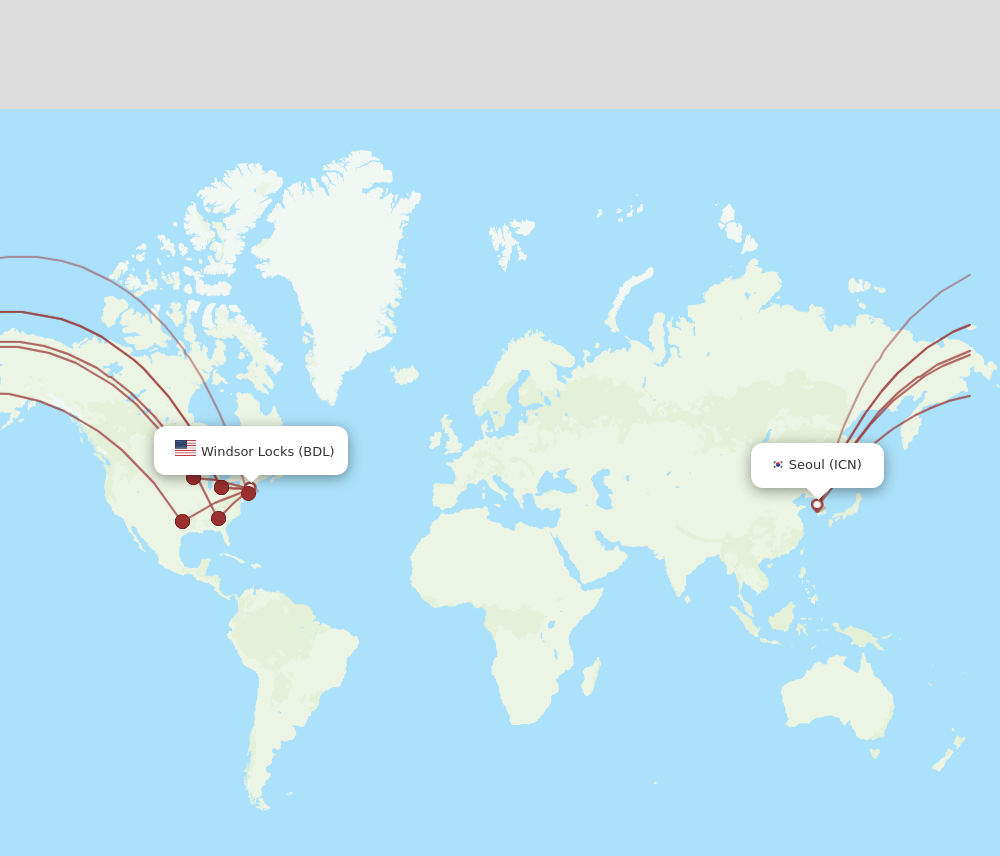 ICN-BDL flight routes