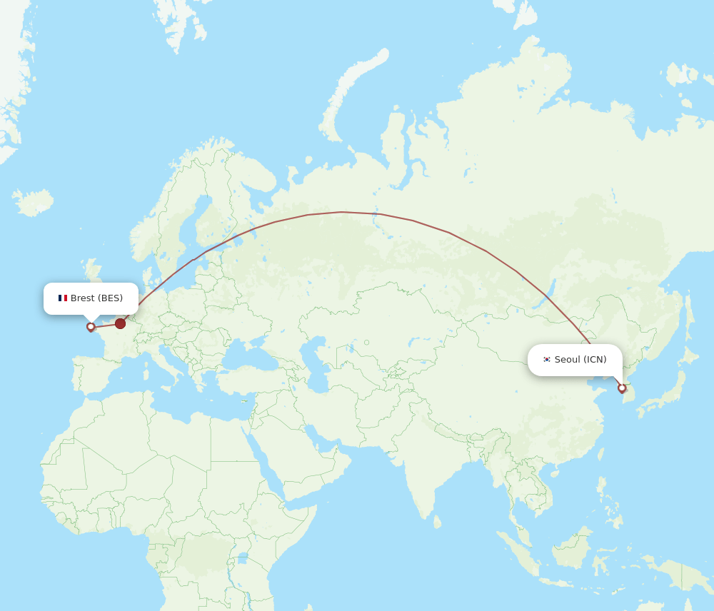 ICN-BES flight routes