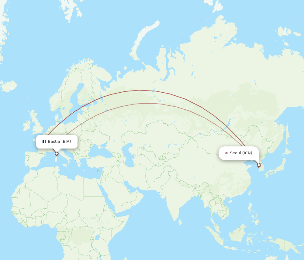 ICN-BIA flight routes