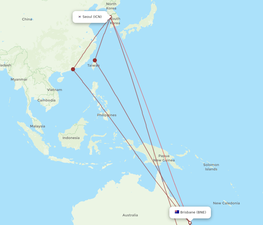 ICN-BNE flight routes