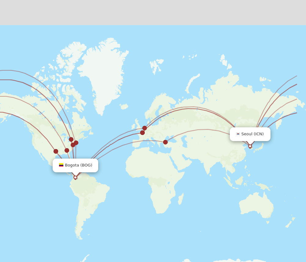 ICN-BOG flight routes