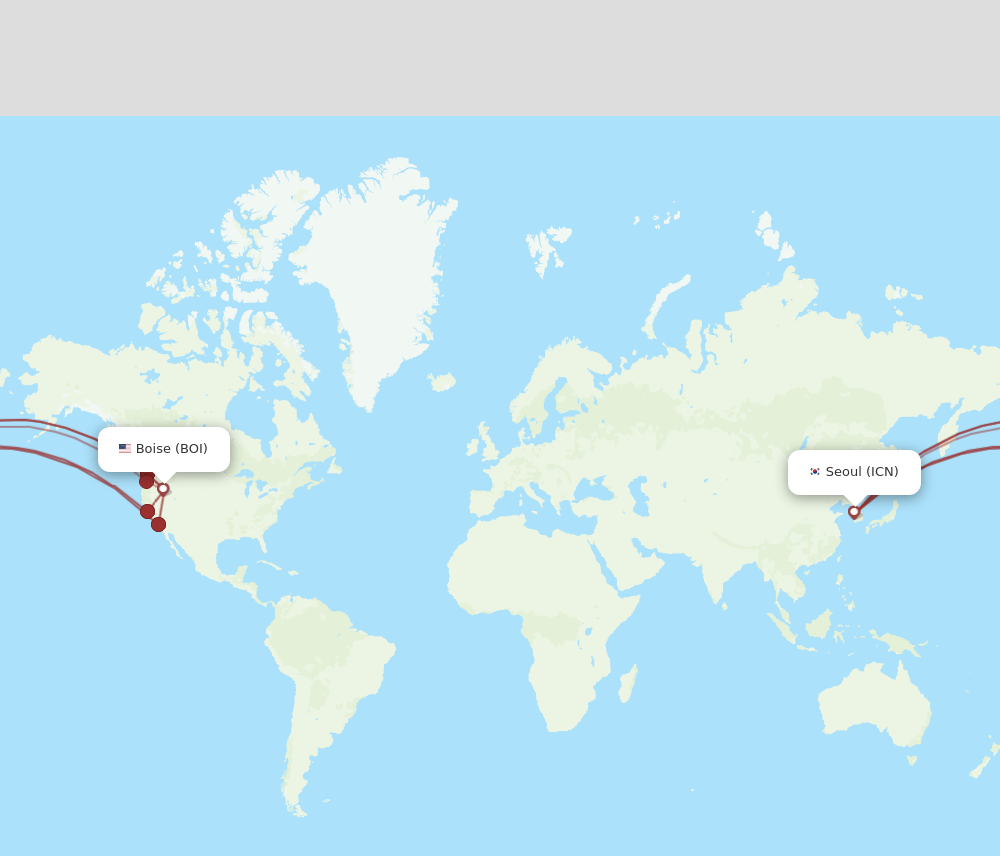 ICN-BOI flight routes