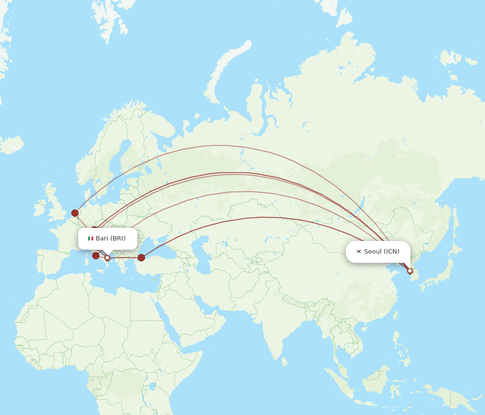 ICN-BRI flight routes