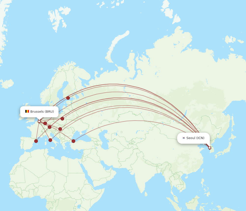 ICN-BRU flight routes
