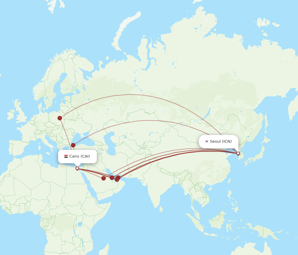 ICN to CAI flights and routes map