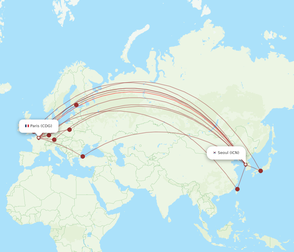 ICN-CDG flight routes