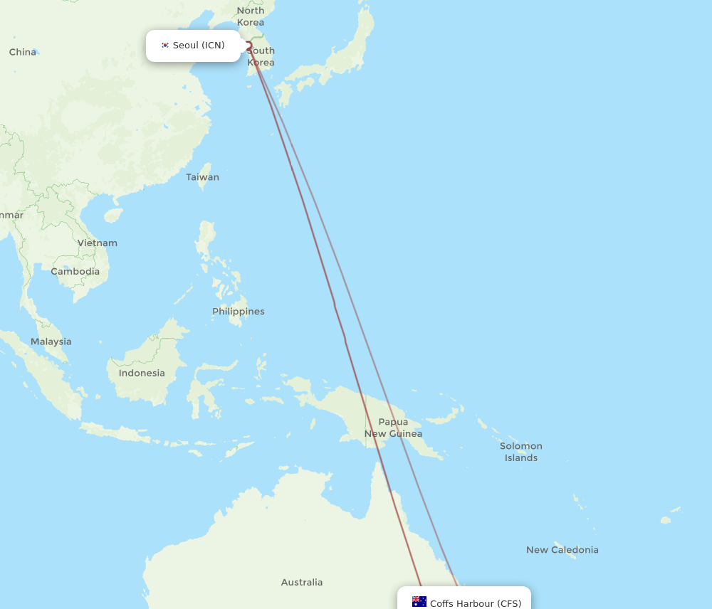 ICN-CFS flight routes