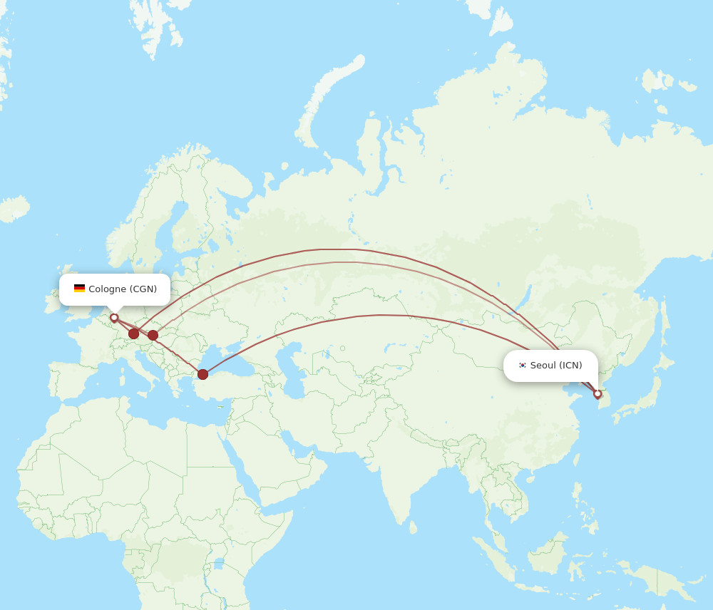 ICN-CGN flight routes
