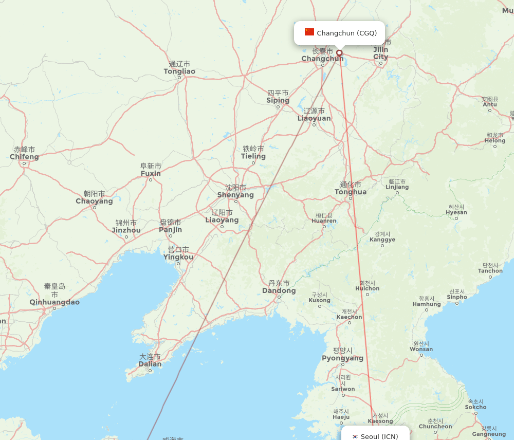 ICN-CGQ flight routes