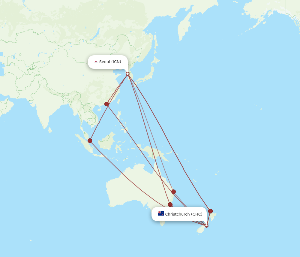 ICN-CHC flight routes