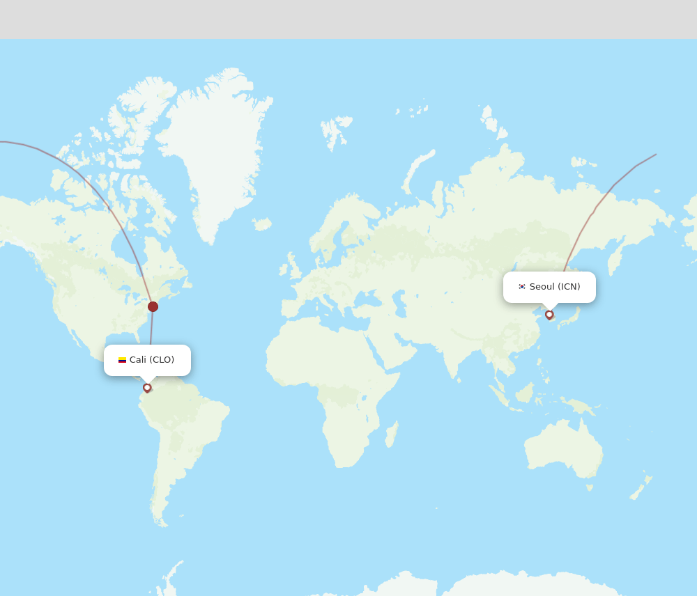 ICN-CLO flight routes