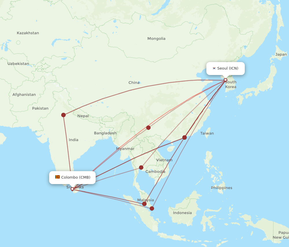 ICN-CMB flight routes