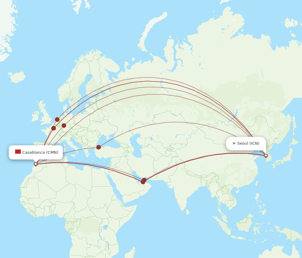 ICN-CMN flight routes