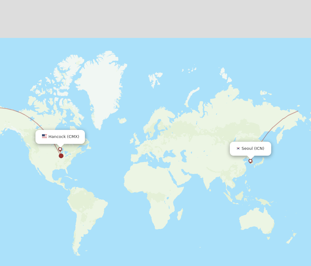 ICN to CMX flights and routes map