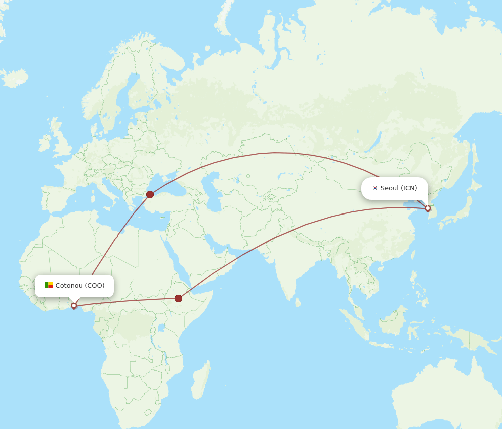 ICN-COO flight routes