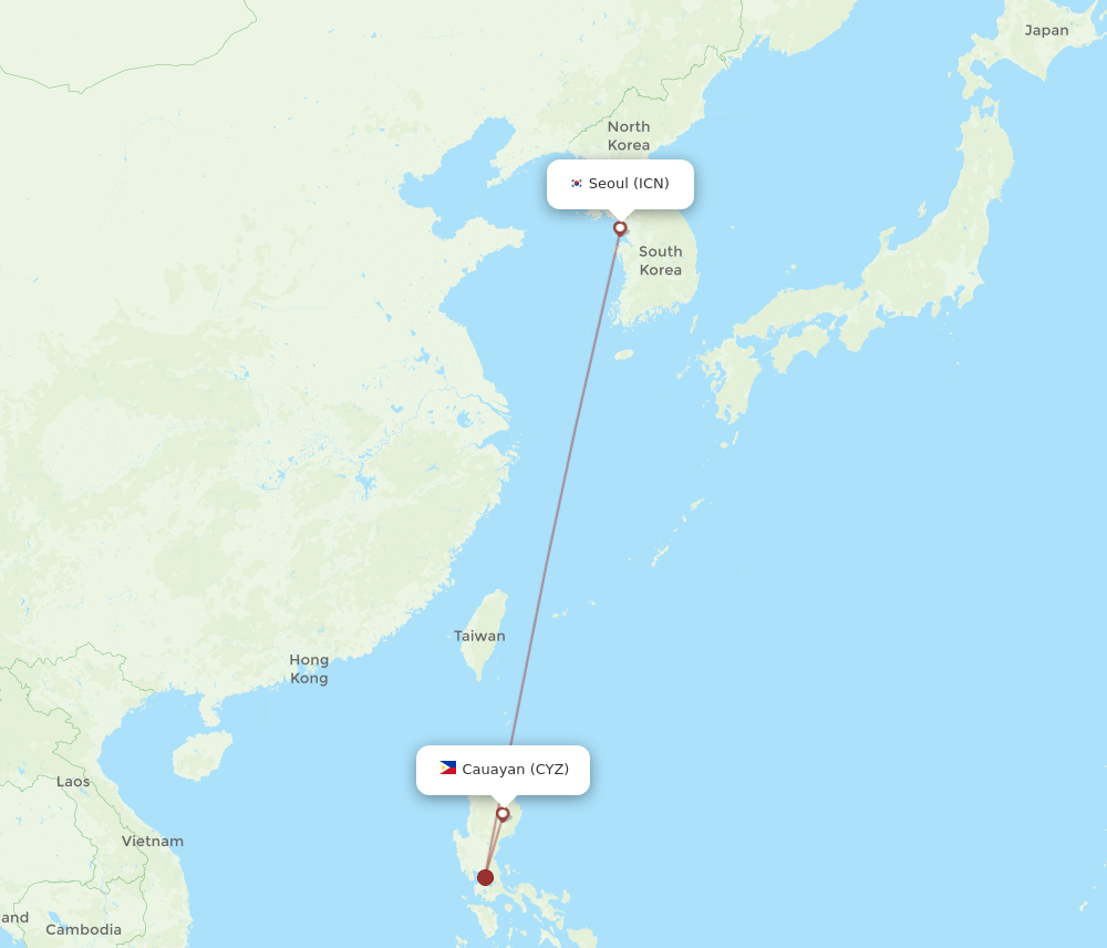 ICN-CYZ flight routes