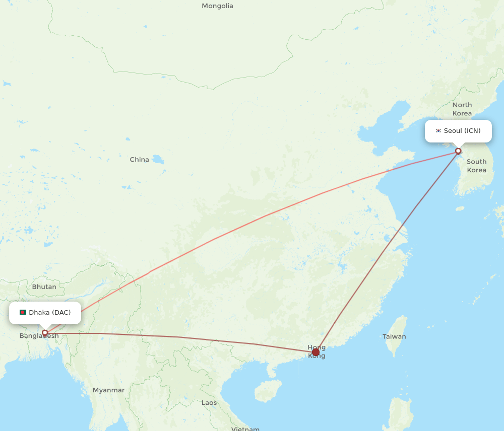 ICN-DAC flight routes