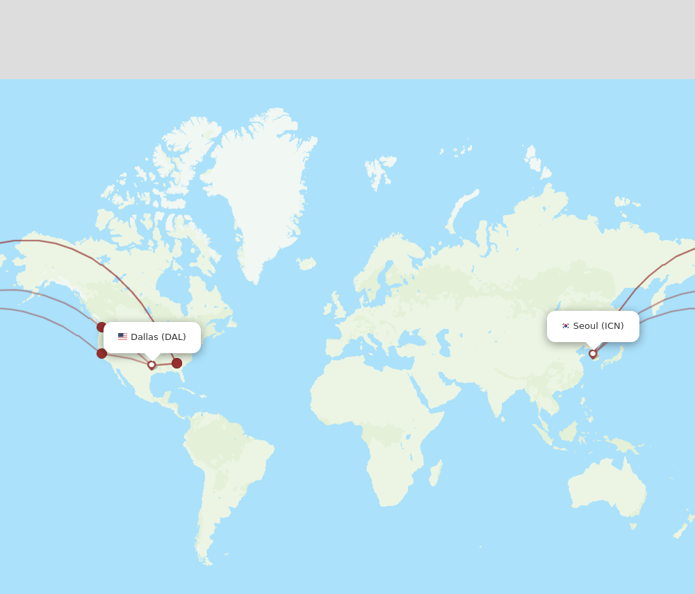 ICN to DAL flights and routes map