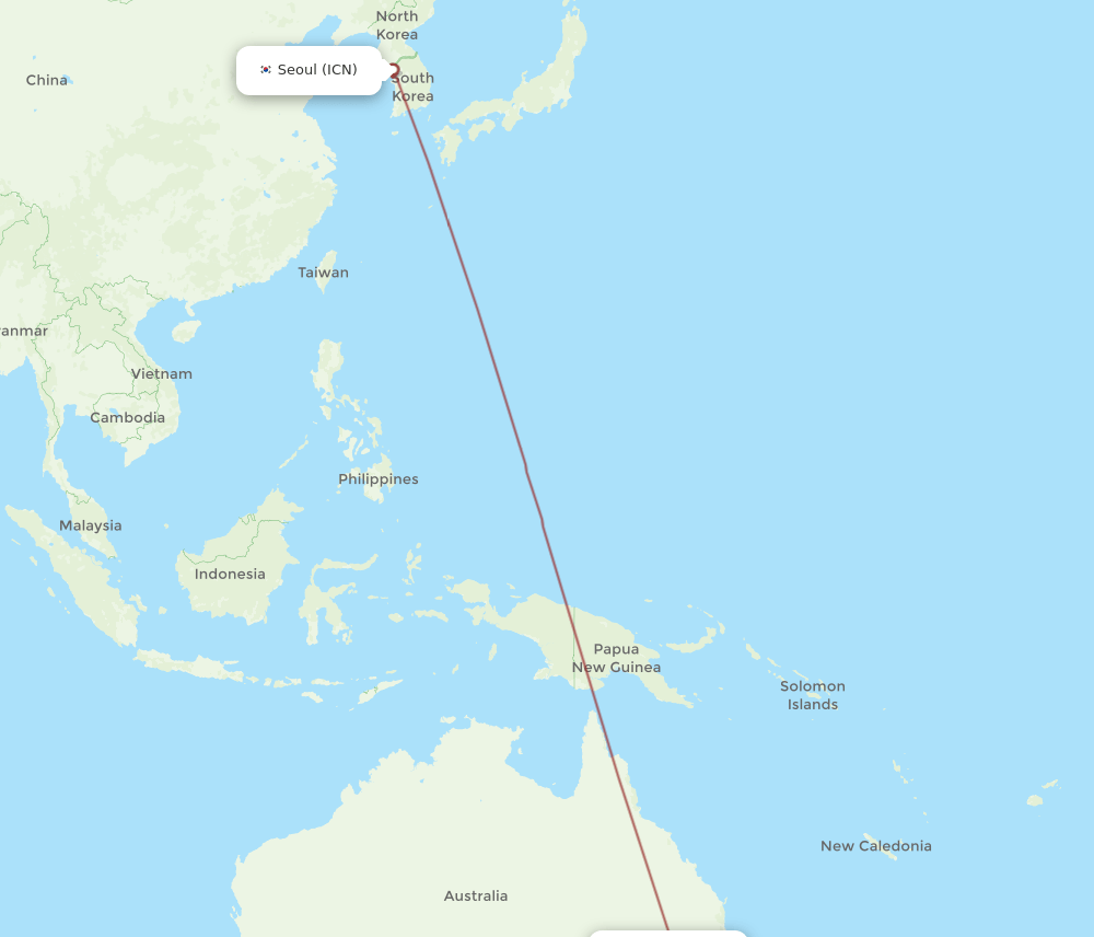 ICN-DBO flight routes