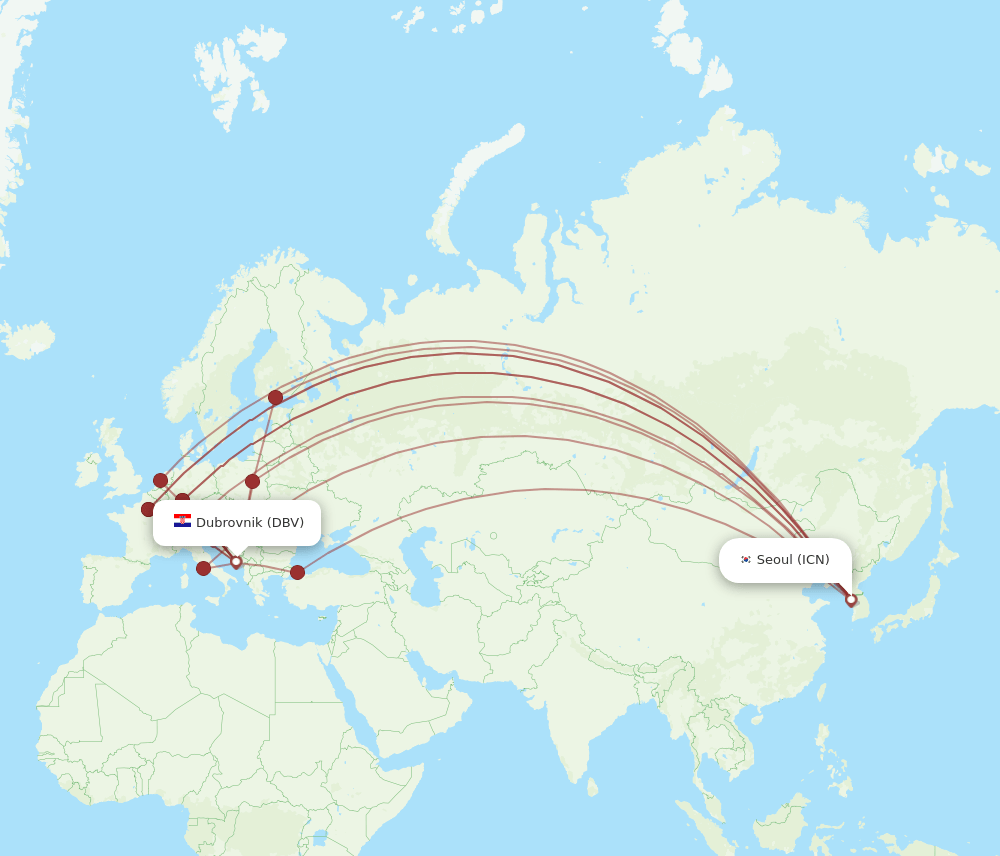 ICN-DBV flight routes