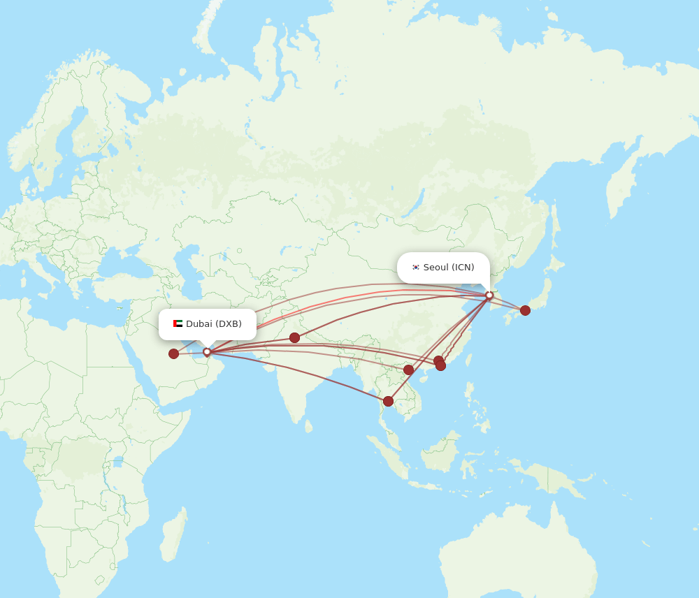 ICN-DXB flight routes