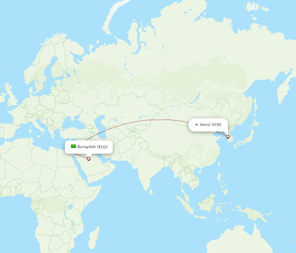 ICN to ELQ flights and routes map